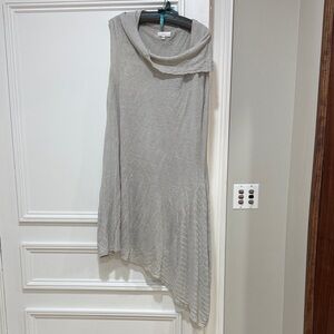 Bryan Walker Asymmetrical Gray Cowl Neck Dress XL Knit Linen